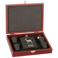 Load image into Gallery viewer, Laserable Stainless Steel Flask Set in Wood Presentation Box
