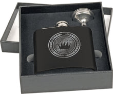 Load image into Gallery viewer, 6 oz. Flask Set in Black Presentation Box
