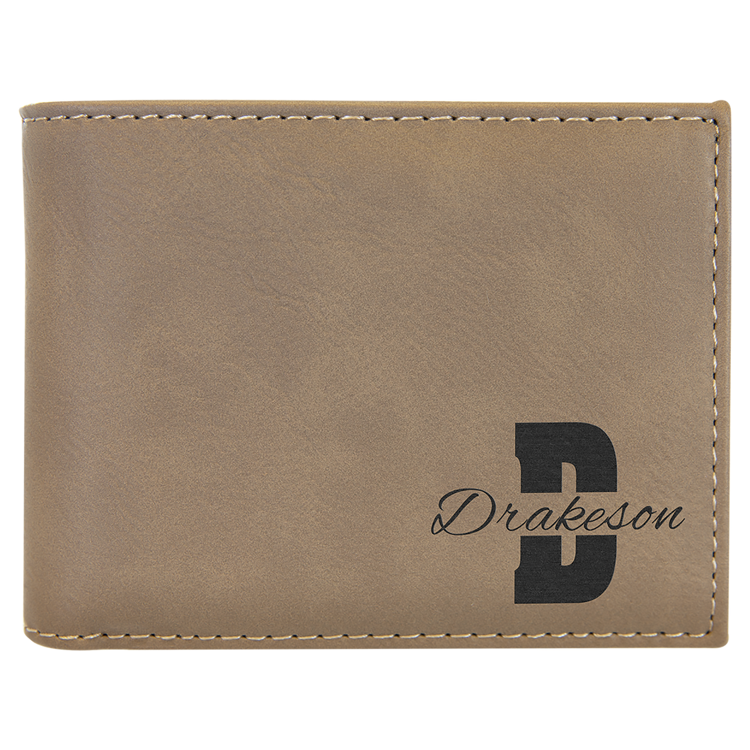Laserable Leatherette Bi-Fold Wallet w/Flip ID Display