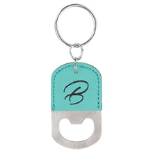 Load image into Gallery viewer, Leatherette Oval Bottle Opener Keychain
